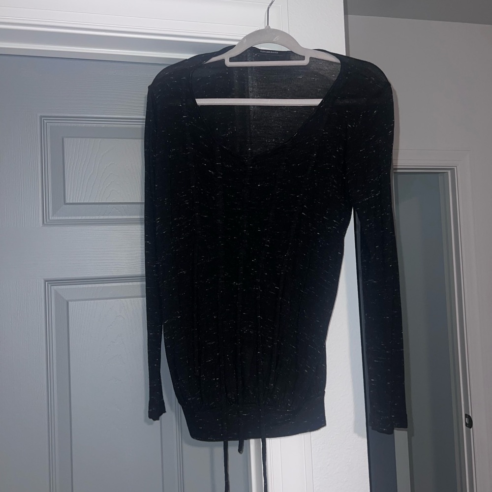 Plein Sud Black Long Sleeve Top with Drawstrings size 6